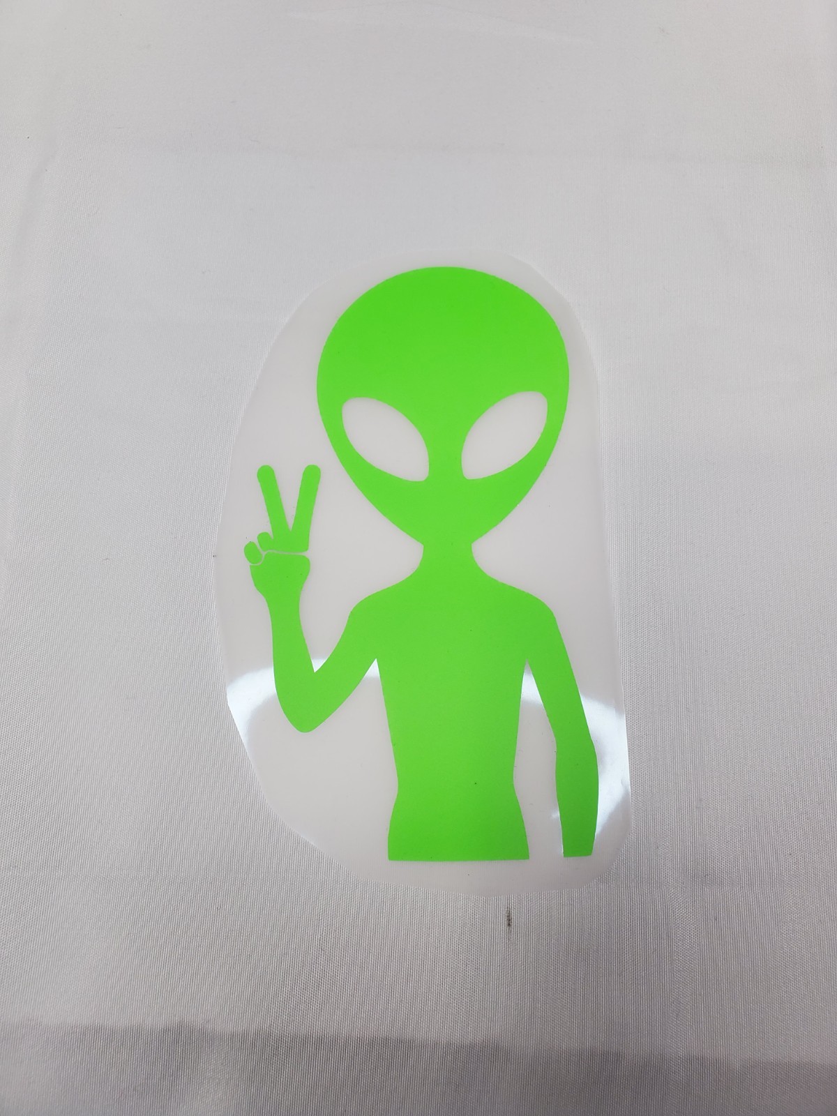 Glow In The Dark Vinyl Decal Deuces Peace Sign Alien Medium Size Lit Studios New