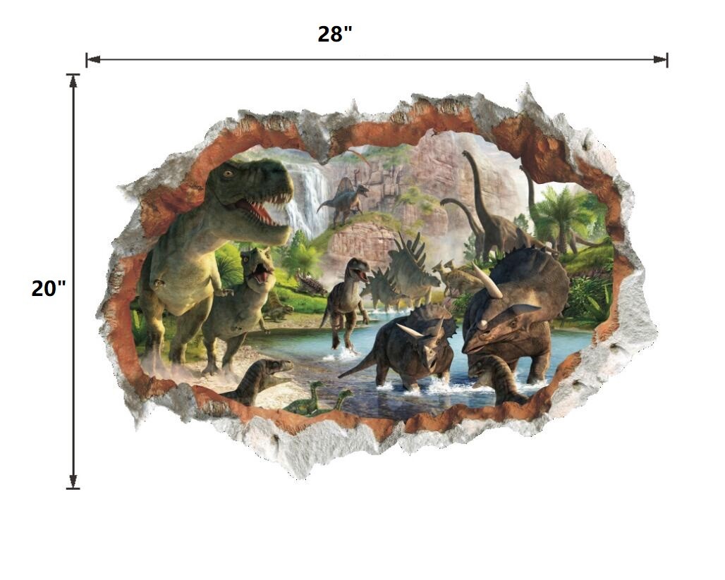 3D dinosaur Jurassic Removable Wall Stickers Decal Kids bed room Home Decor USA