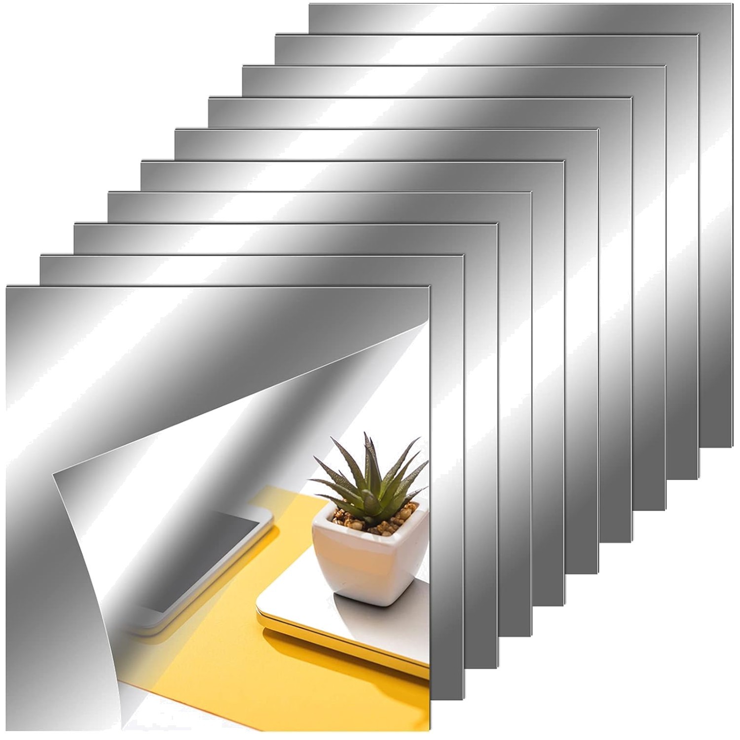 Square Mirror Stickers Set – 10 Pieces 12" x 12"