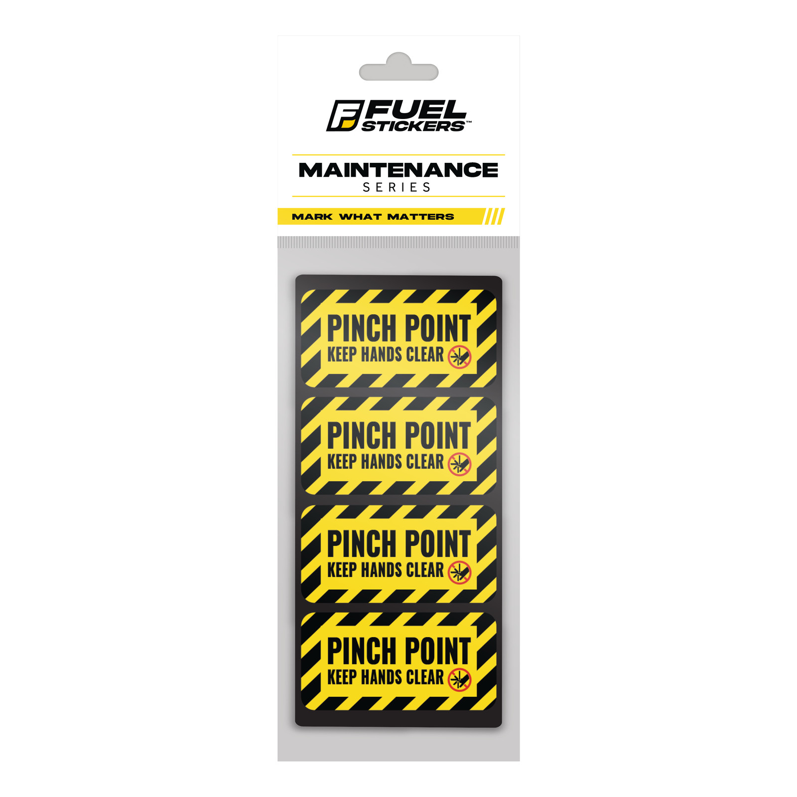 Pinch Point Warning Label – 2" x 1" (Small, 4-Pack)