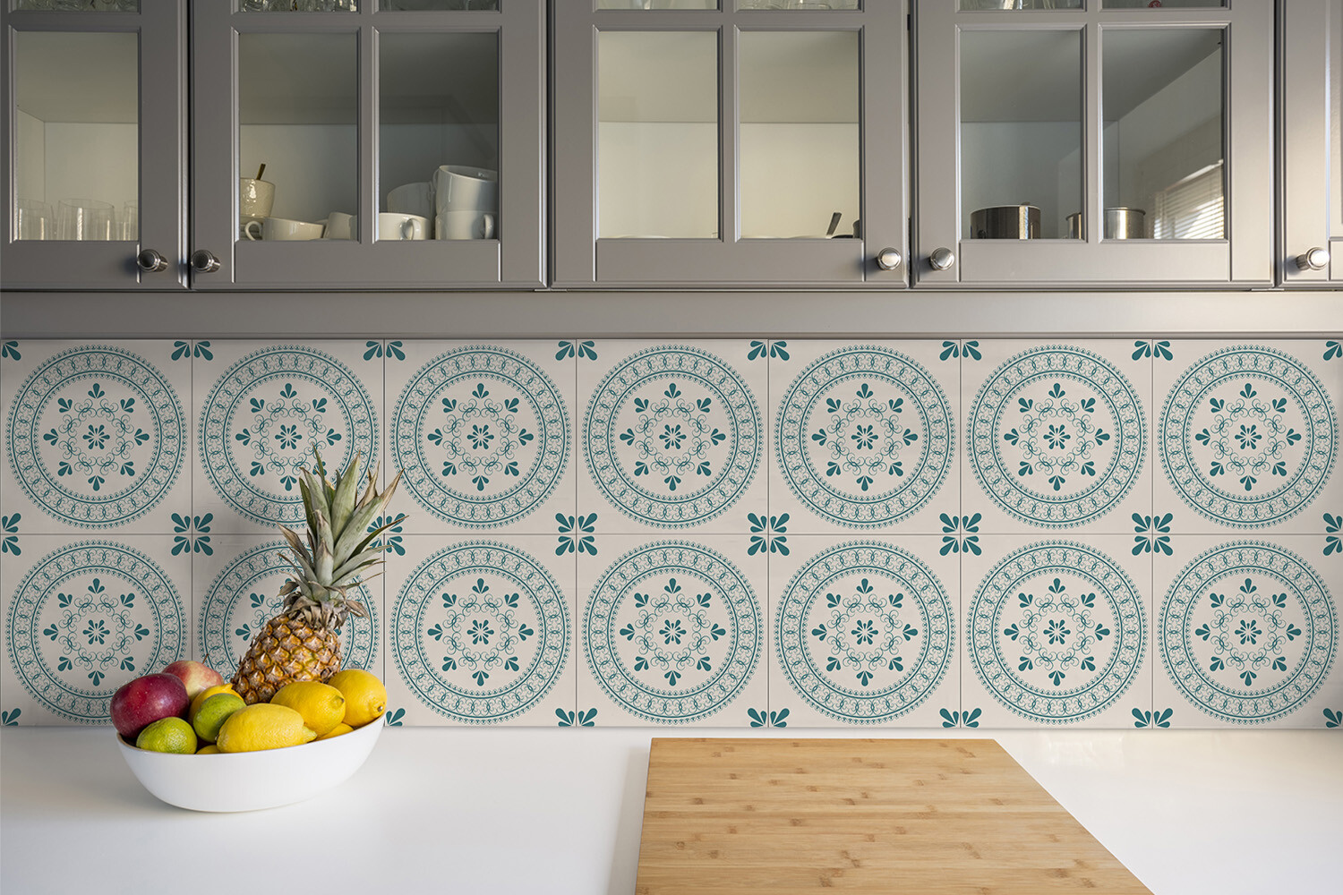 Kitchen Tile Stickers Splashback Backsplash Floor Peel and Stick Oriental motif