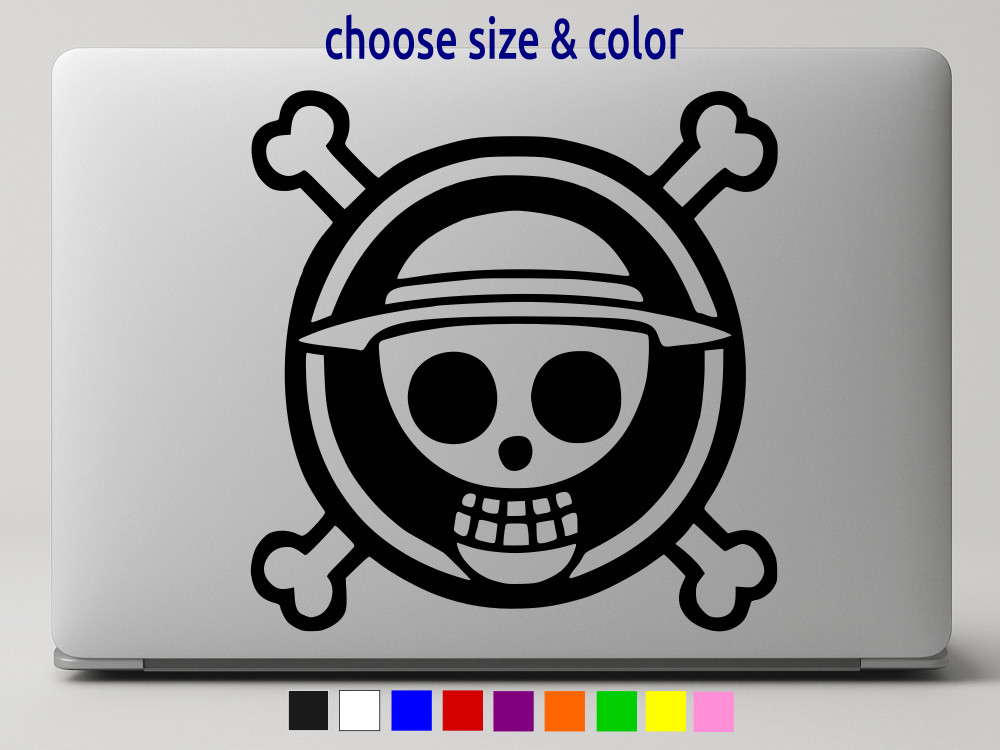 ONE PIECE Straw Hat Pirates Flag Vinyl Laptop Car Window Decal CHOOSE SIZE COLOR