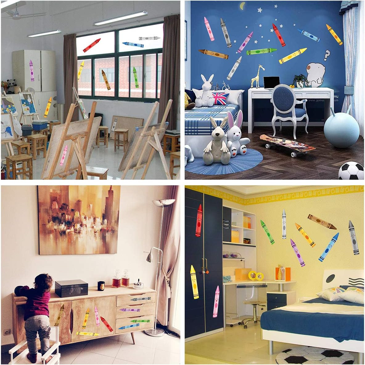 Crayon Wall Decals 10 Color Sticker for School Classroom Art Room Decoration