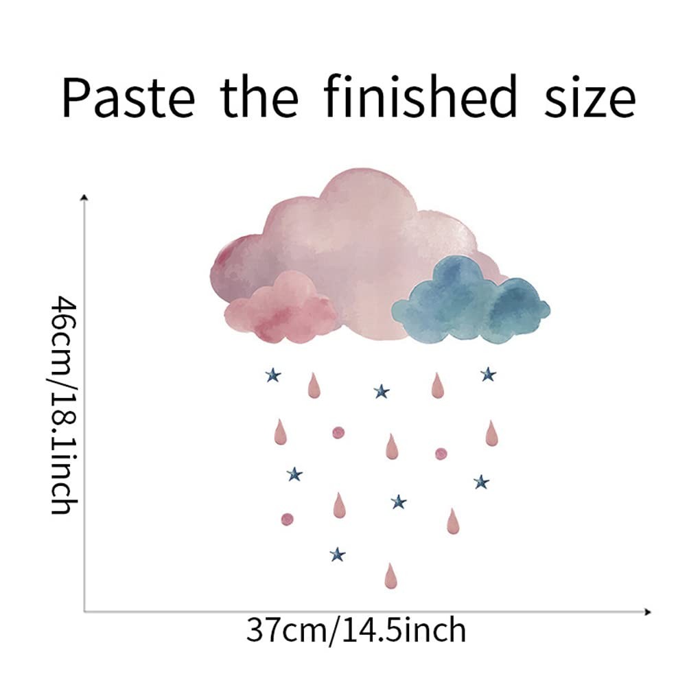 Boodecal Pink Watercolor Cloud Rain Drops Stars Kids Wall Stickers | Raining,…