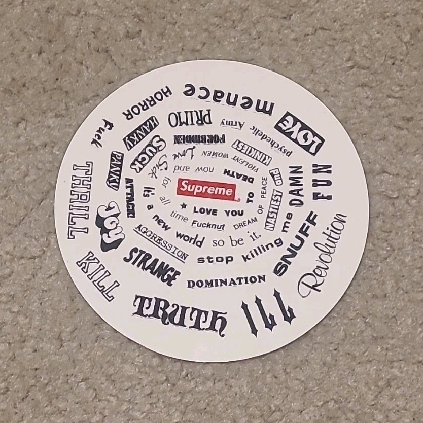 Supreme Typography Circle Sticker White/Black/Red, Art Design