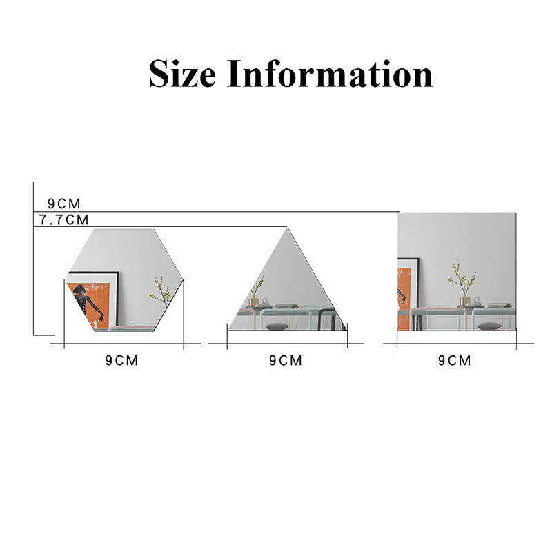 16pcs Hexagon/Triangle/Square Mirror Wall Sticker Acrylic DIY Adorn Home Decal
