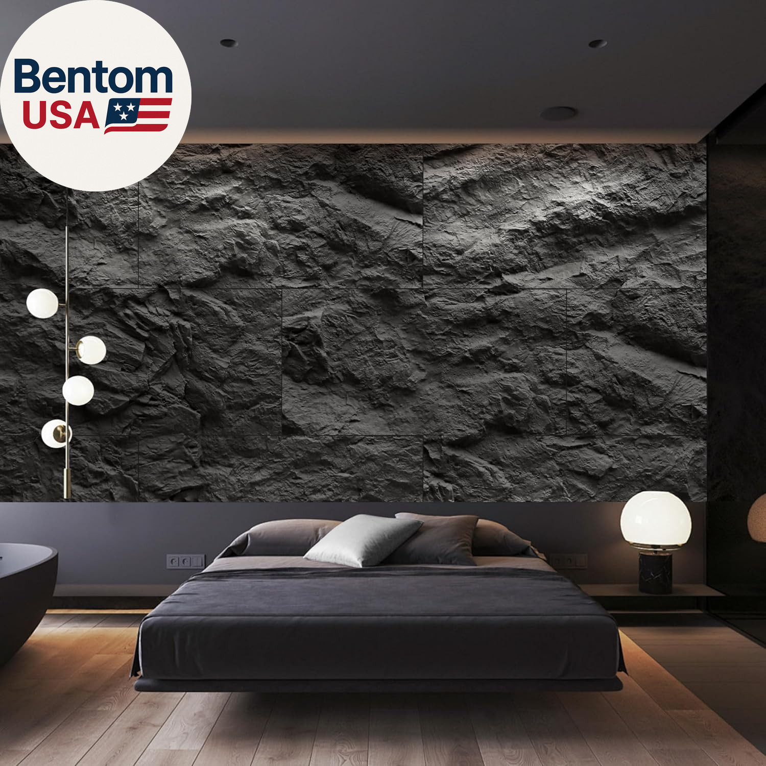 3D Faux Stone Wall Panels, 4 PCS PU Wainscoting Panel for Interior Wall Decor, C