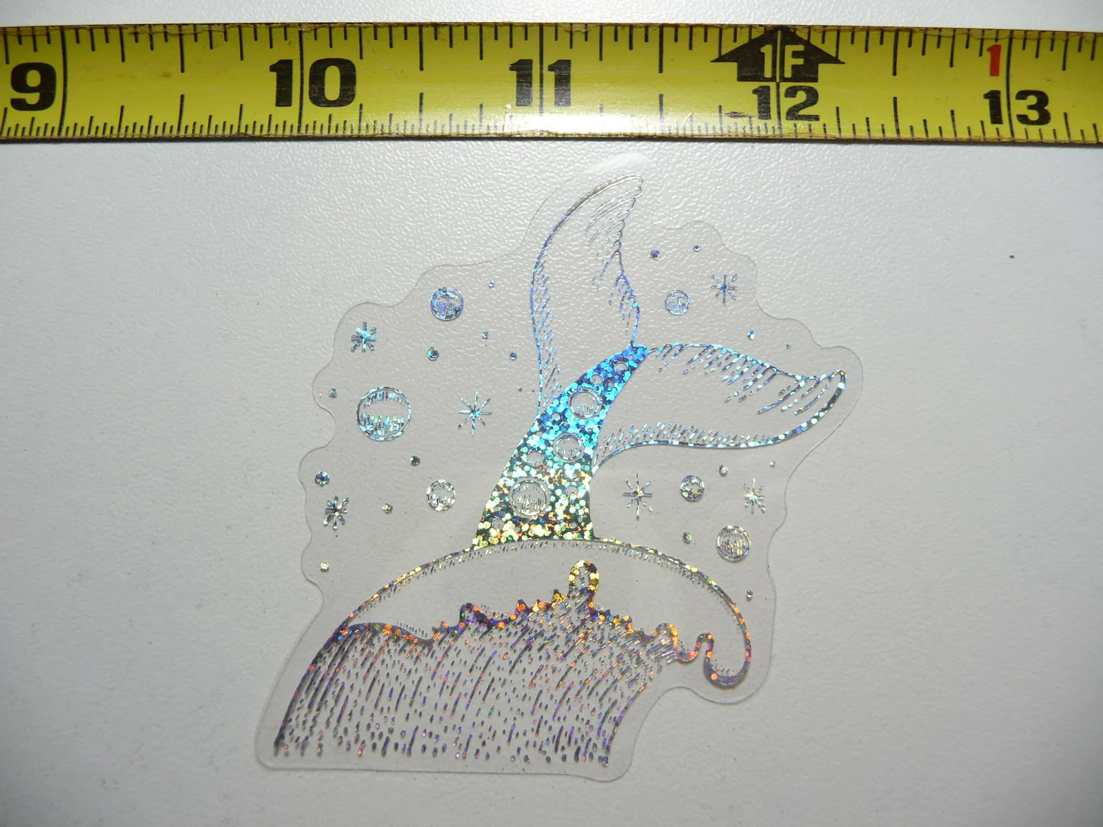 HOLOGRAPHIC WHALE TAIL WAVE SMALL STICKER DECAL OCEAN SEA LIFE SPARKLE