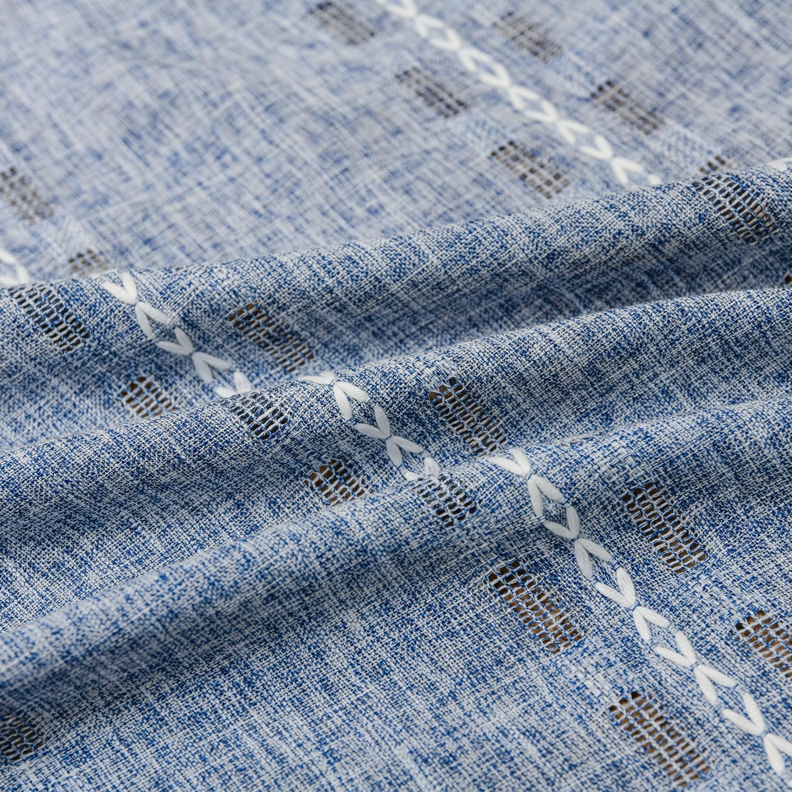 Denim Blue Boho Curtains 96 inch Long 2 Panels for Living Room Bedroom, Rusti…