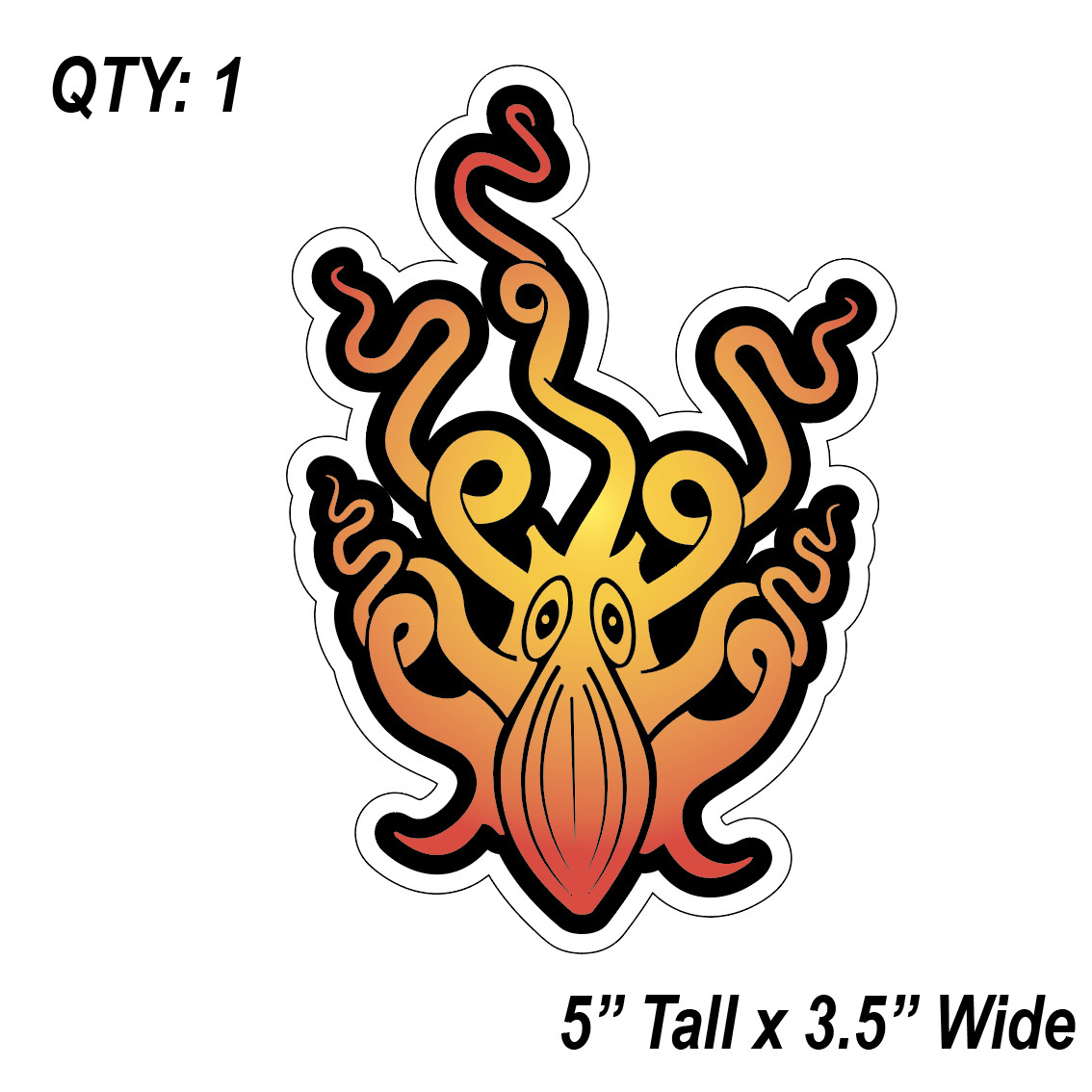 (1) ONE Octopus Sea Decal Sticker Car Boating Boat Beach Fishing Ocean Scuba NEW