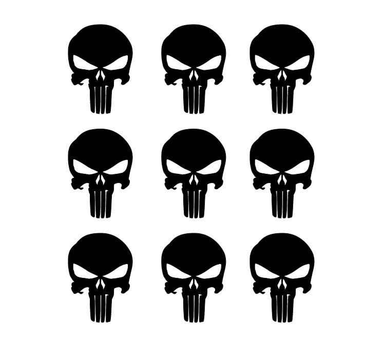 The Punisher Skull Vinyl Decals Phone Helmet Gun Mag 1" 2" 3" Stickers Set of 9