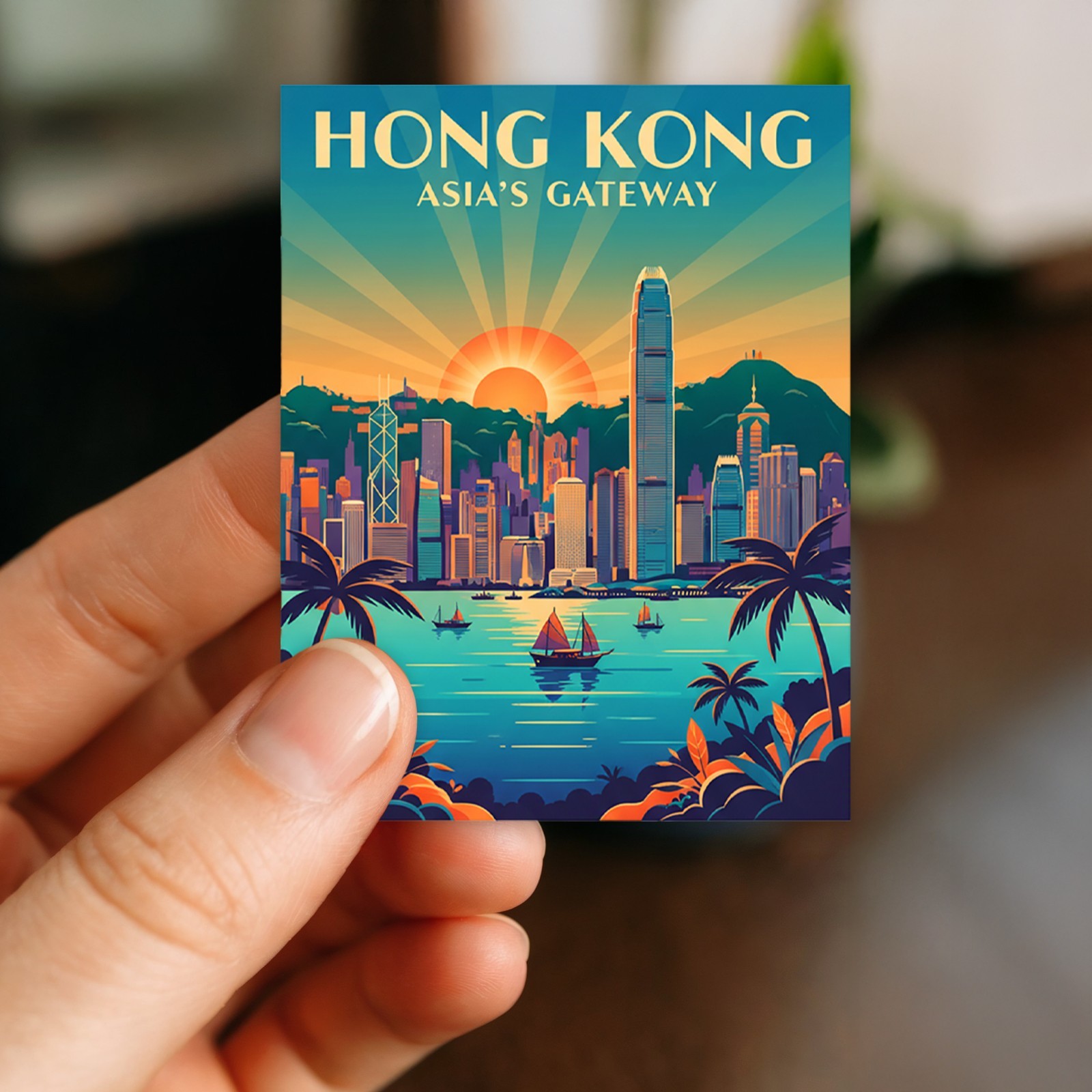 Hong Kong Vintage Travel Sticker Die Cut Waterproof Souvenir Laptop Decal