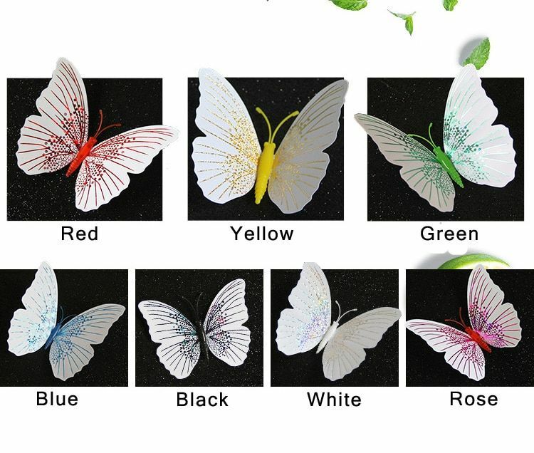 12Pcs/set 3D Butterfly Wall Sticker Butterflies Home Decoration Decor Fridge