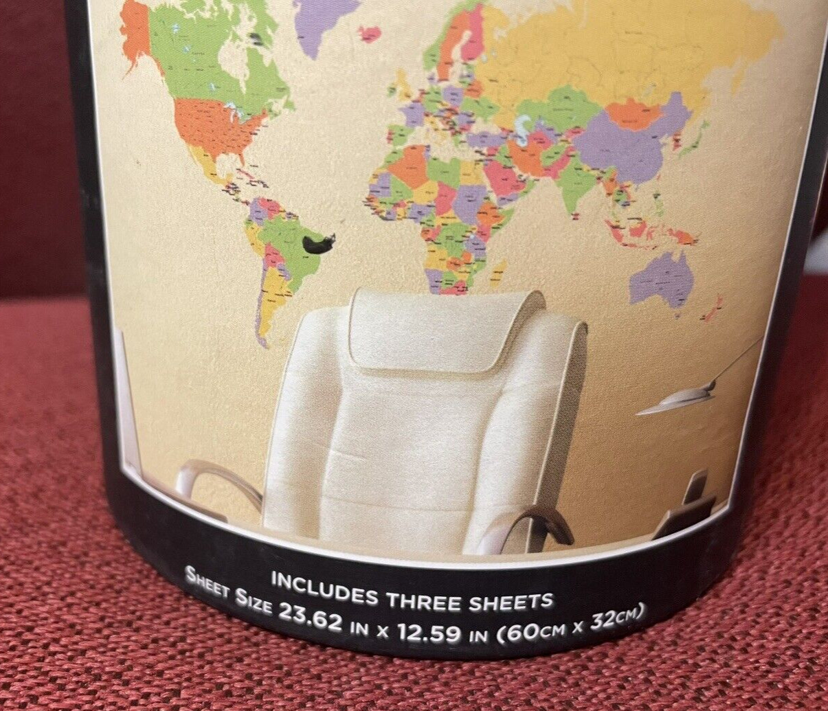 World Map Wall Accents Decal, Multi Colored 23.62 x 12.59 in. in 3 sheets. NWT
