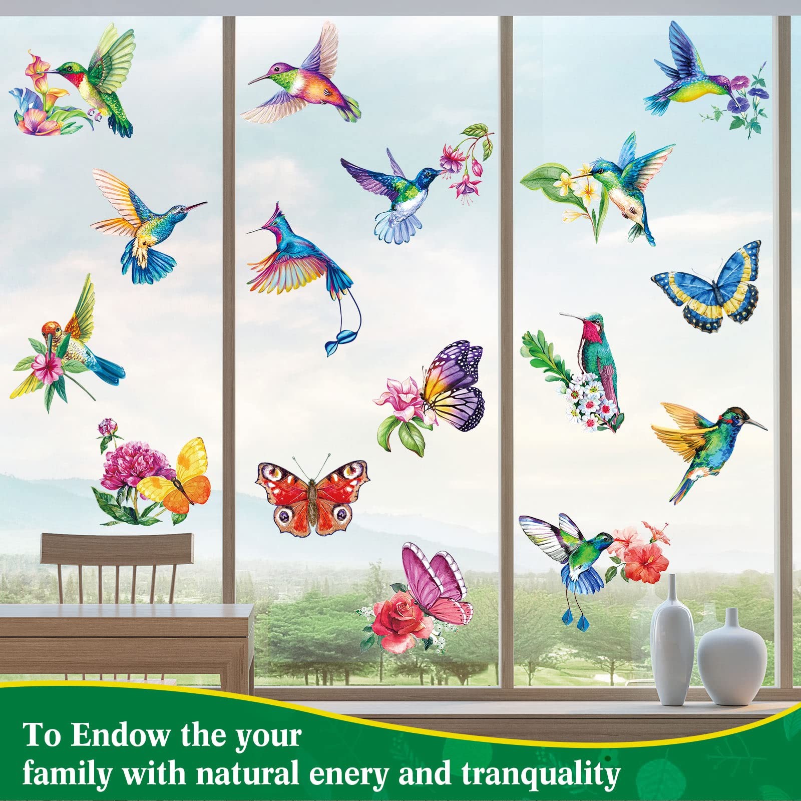 Pajean 32 Pieces Hummingbird Window Clings Anti Collision As Pictures Shown