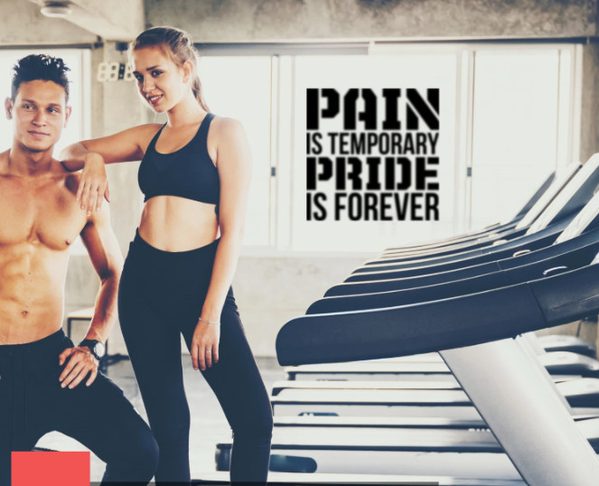 23"x23" Pain in Temporary Motivational Gym Wall Sticker Decal Canada Vinyl BLACK