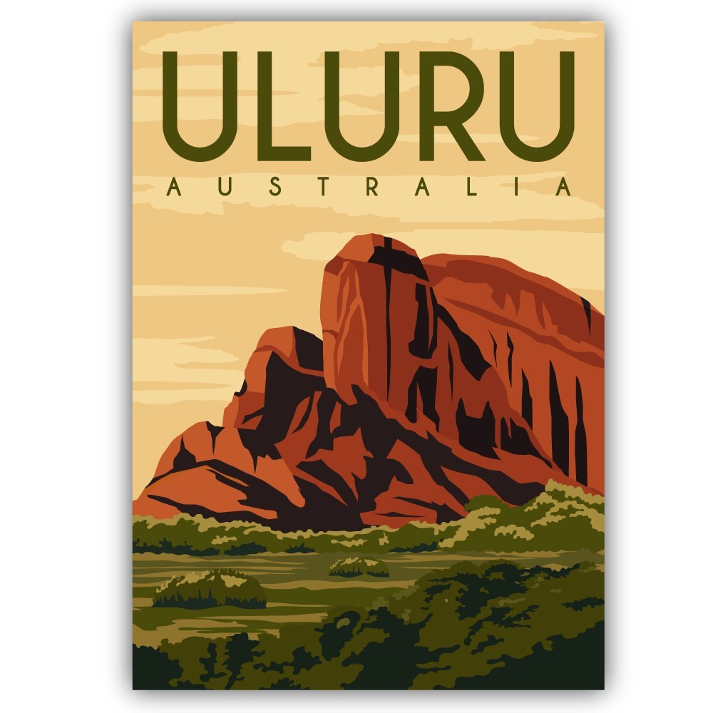 Uluru Australia Travel Vintage Poster Art Cut To Shape Vinyl Sticker