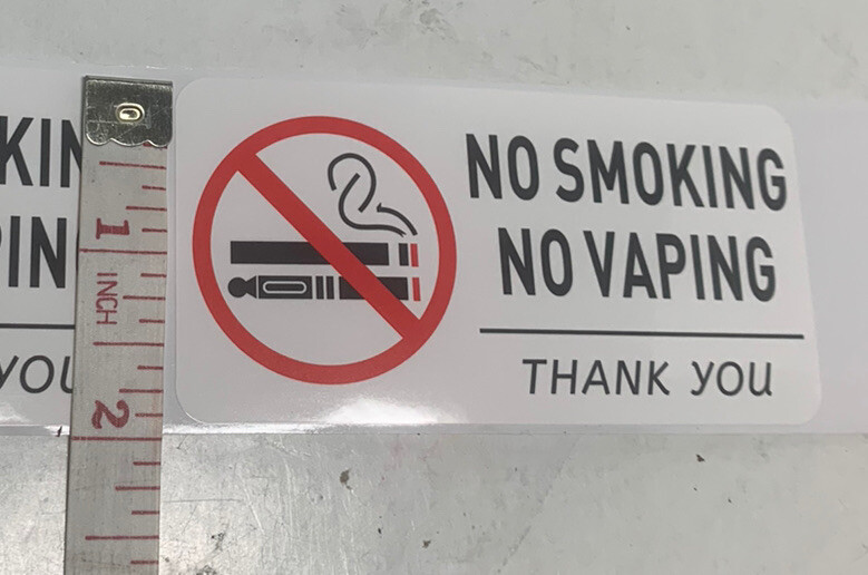 (4) 2”x4” No Smoking No Vaping Sticker Great For Rentals