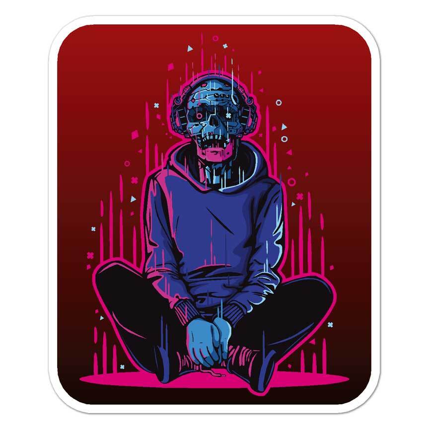 Android Skeleton Headphones, Vinyl Decal Sticker, Indoor Outdoor, 3 Sizes, #8027