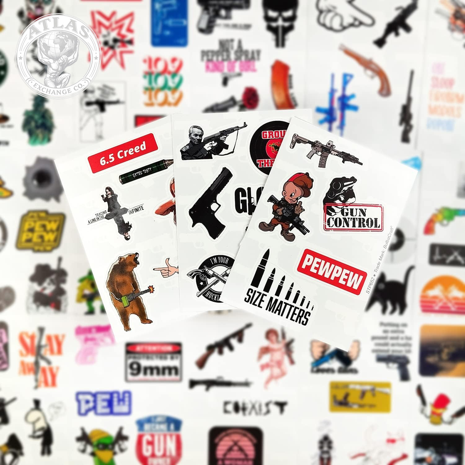 Bulbacraft 100Pcs Funny Gun Stickers, Firearm Stickers, Guns and Ammo Decals, Ta