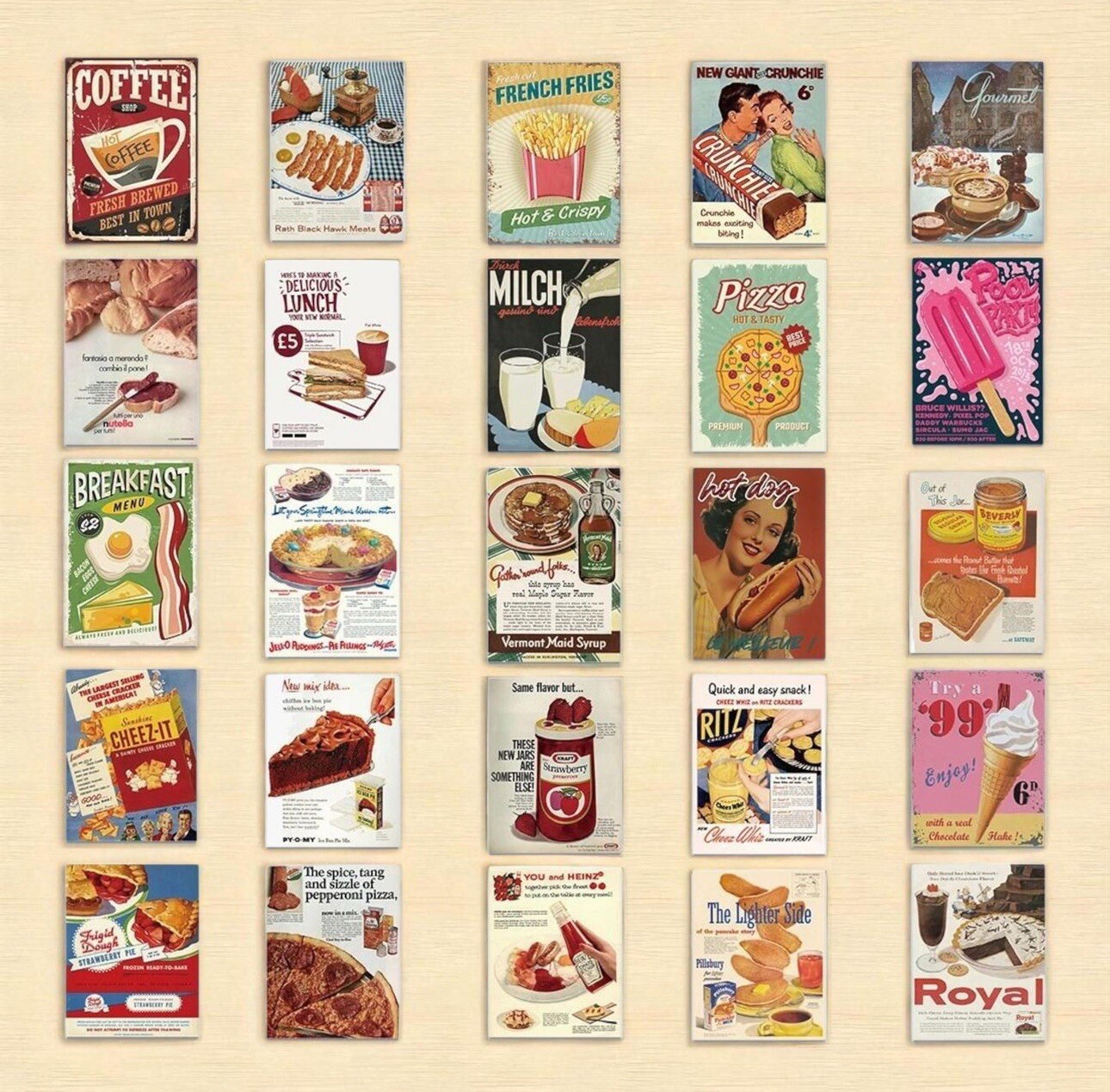 50 PACK PCS Vintage Nostalgia Retro Antique Food Drinks Ads Labels Stickers Lot