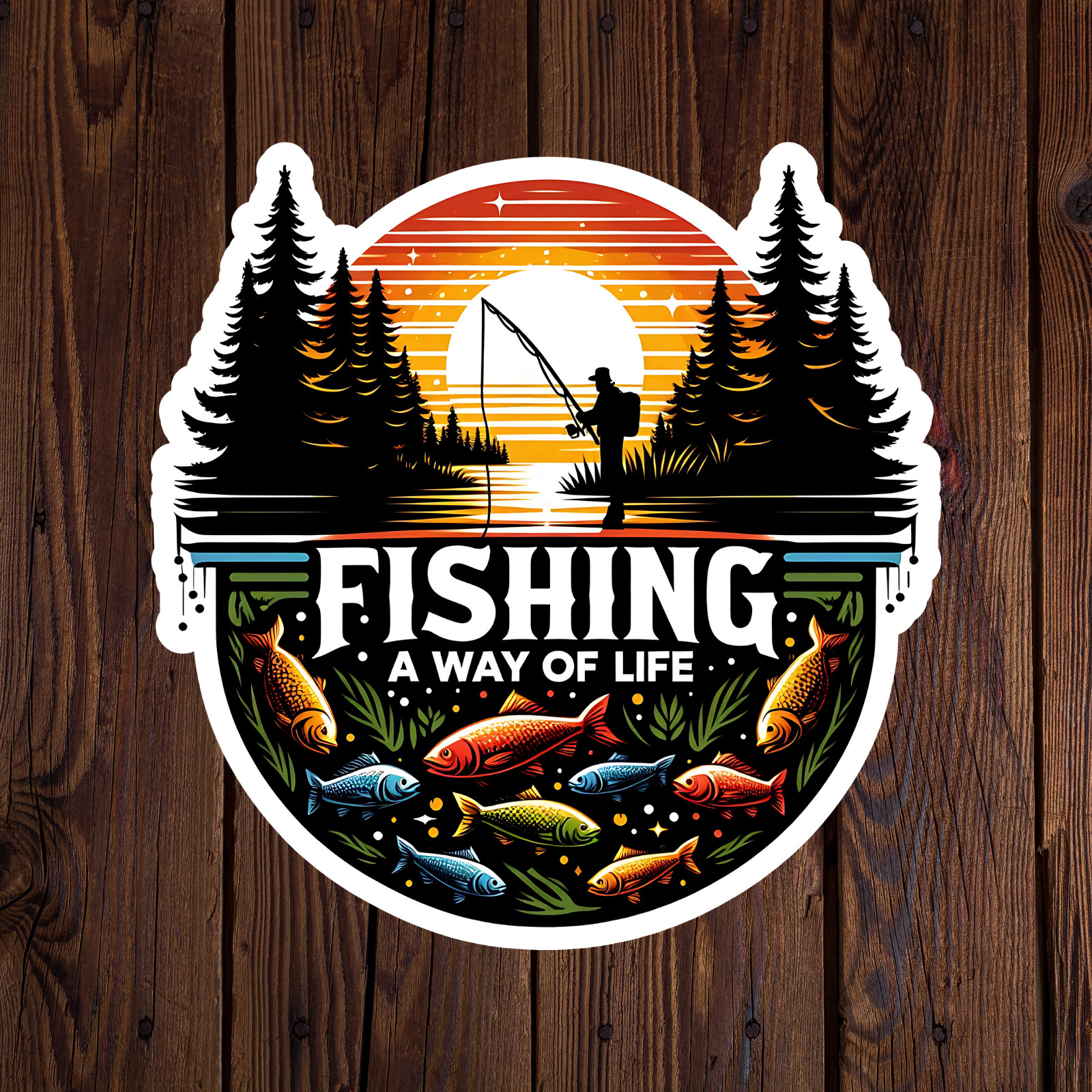 Fishing sticker vinyl decal largemouth fishing a way of life novelty laptop