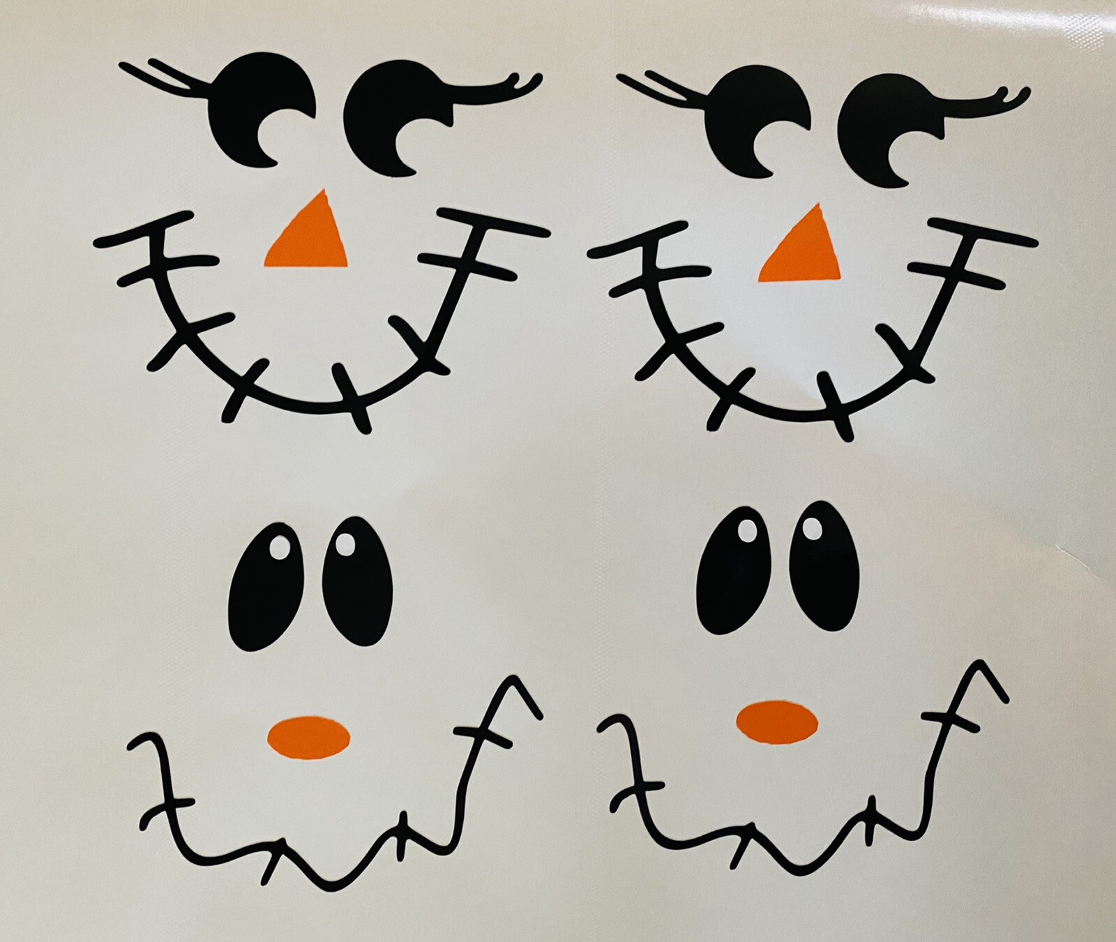 4 SCARECROW FACES Fall & Halloween decal stickers, DIY, 3.5×4 Inches Each.