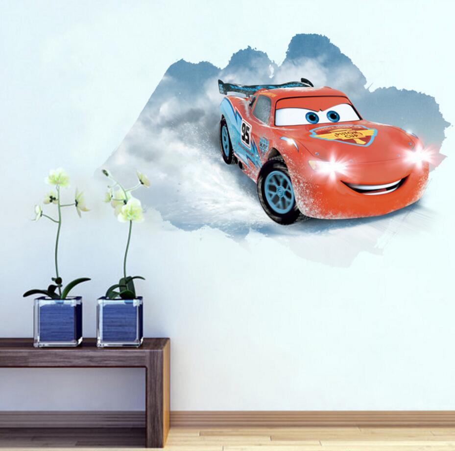 NEW Disney lightning McQueen Cars 3D HUGE Wall Stickers Kids Home Decor USA