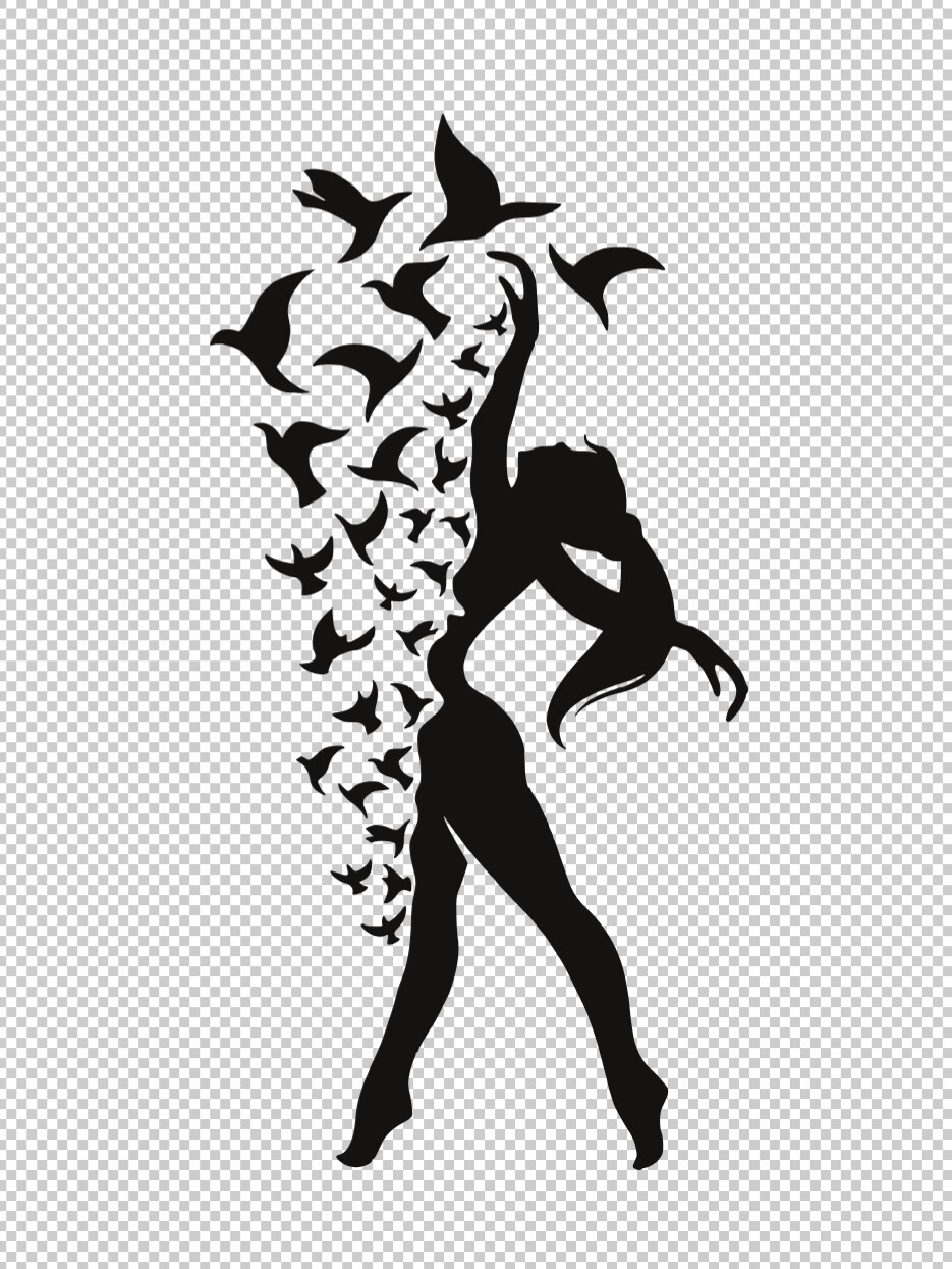 Dancer With Birds Vinyl Decal Sticker -Multiple Colors & Sizes- FREE SHIPPING