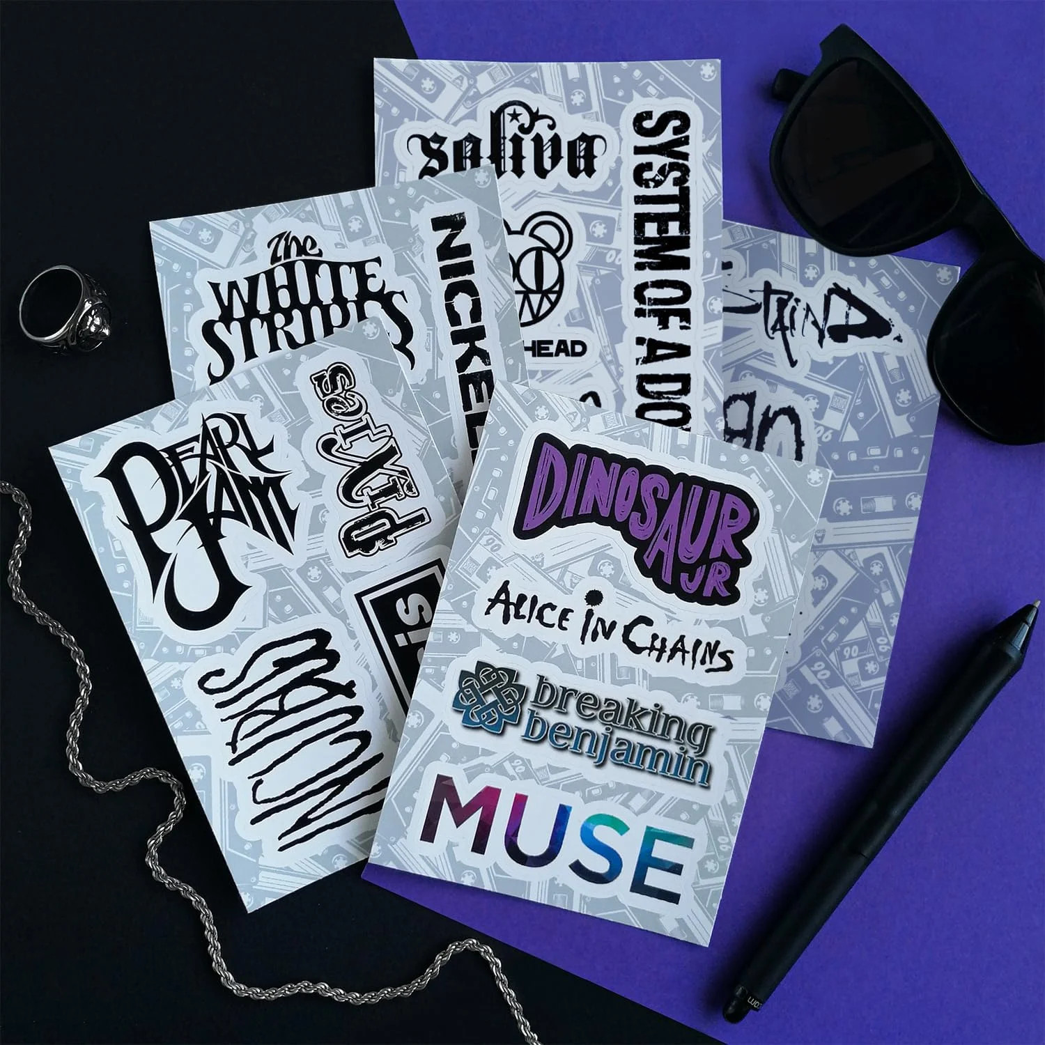 36Pcs Grunge Stickers, 90's Grunge Music, Rock Stickers, Rock Band Decals, Music