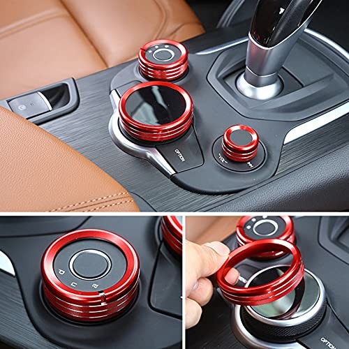 3PCS Car Multimedia Knob Cover Sticker Decal Interior Trim fit Multimedia Ring