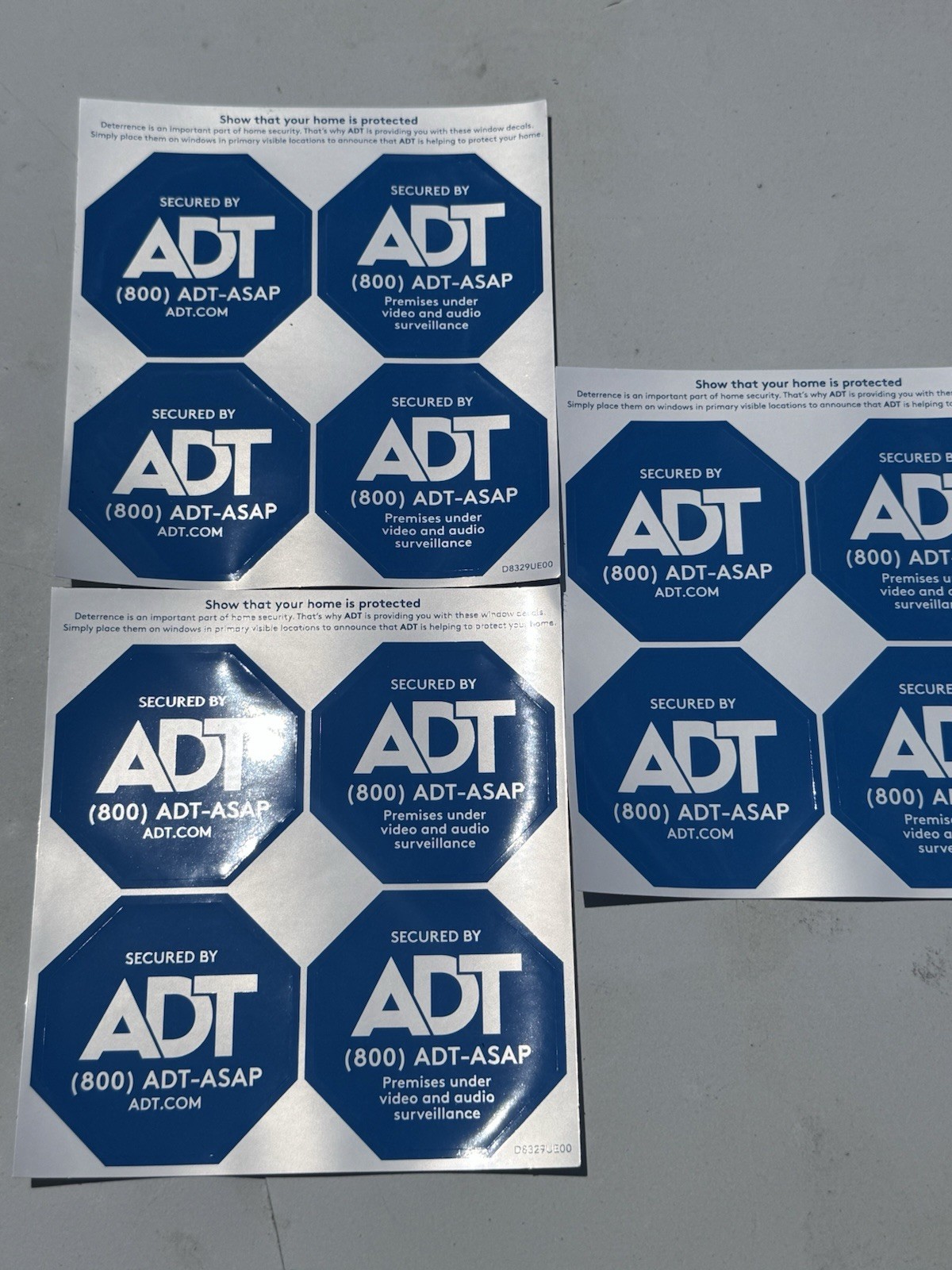 Vinyl Reflective ADT Security Stickers (12 Decals) Home Protection Window Decals