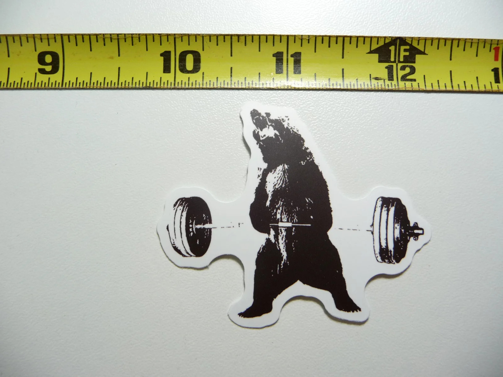 BEAR BARBELL SMALL STICKER DECAL GYM WEIGHTLIFTING FITNESS EXERCISE