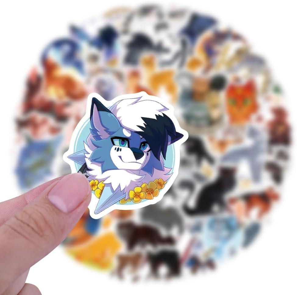 60PCS Warrior Cats Stickers for Kids Adults Cute Cats Stickers Pack Vinyl Water