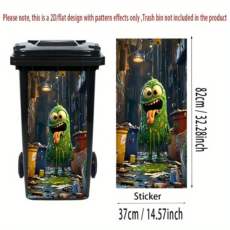 1pc 2D Flat Printing Trash Can Sticker Decorative Wallpaper Self-Adhesive