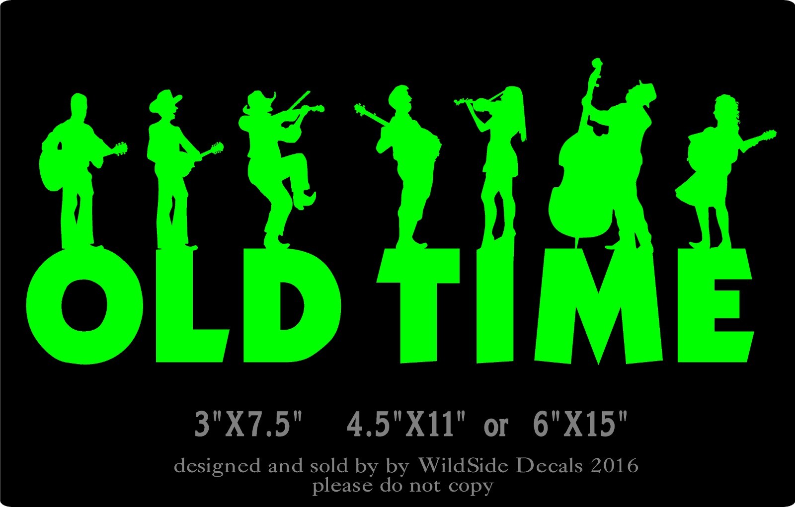 Old Time Music Decal Musicians Vinyl Car Truck Sticker