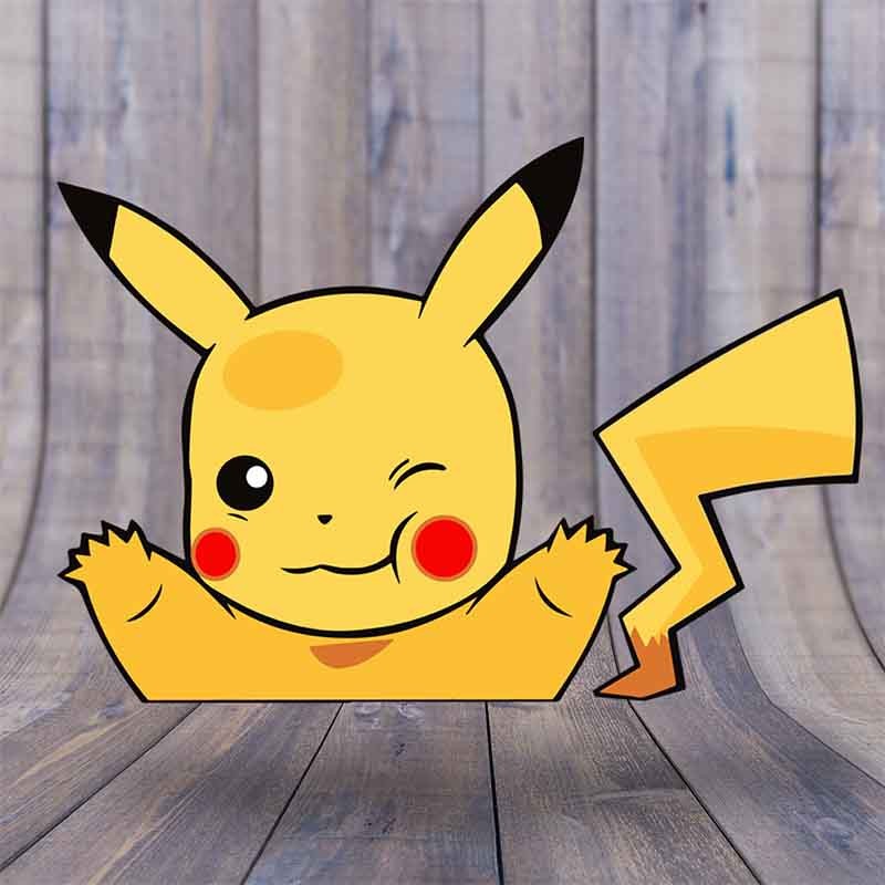 Cute Peeking Pikachu Anime Vinyl Decal – 6" Car Window Peeker Sticker USA Made