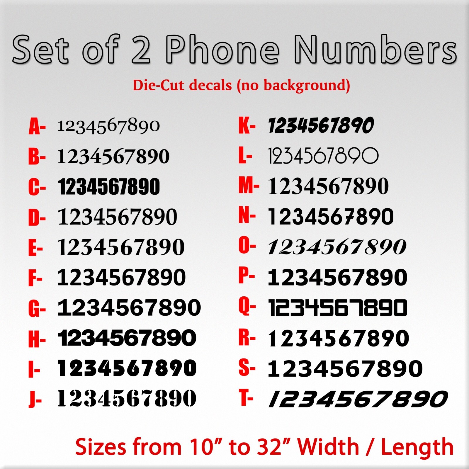 2 pack Phone Numbers Vinyl Die-Cut Decal set of 2 sticker custom company number