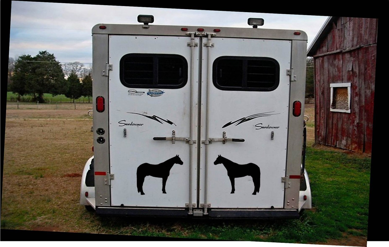 2 LARGE 12.5" QUARTER HORSE STICKERS MIRRORED BARREL RODEO DECAL HORSE *C828*