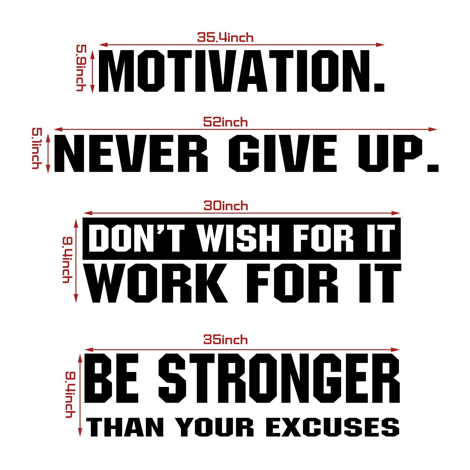 4 Pieces Gym Wall Decal Motivation Vinyl Wall Decals Be Stronger Than Your Ex…