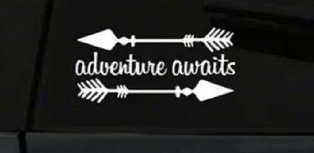 ARROW ADVENTURE AWAITS Vinyl Decal Car Truck Bumper Window most smooth surfaces