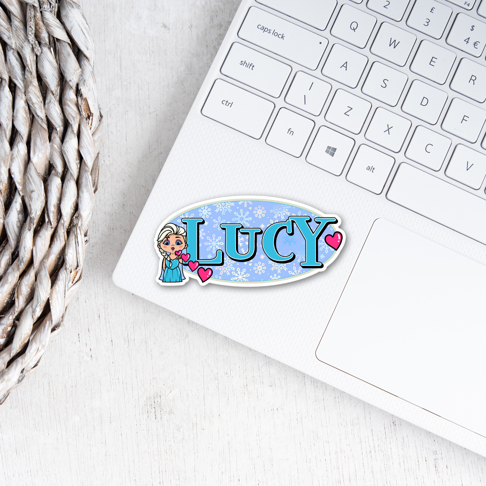 Custom Name Sticker Personalized Vinyl Decal Winter Ice Princess Theme for Girls