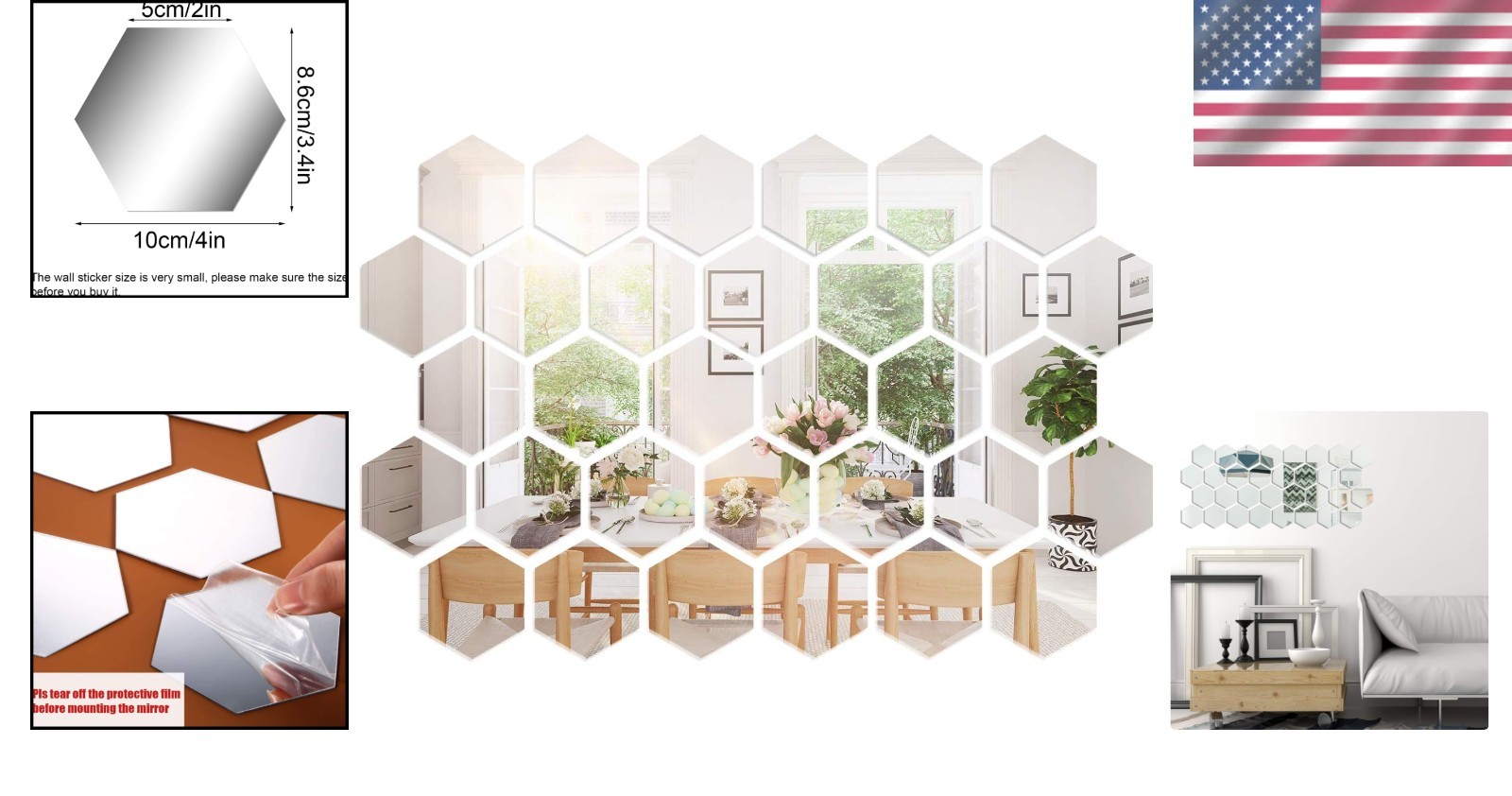 Modern 32-Piece Hexagonal Acrylic Mirror Stickers – Elegant Home Decor Solution