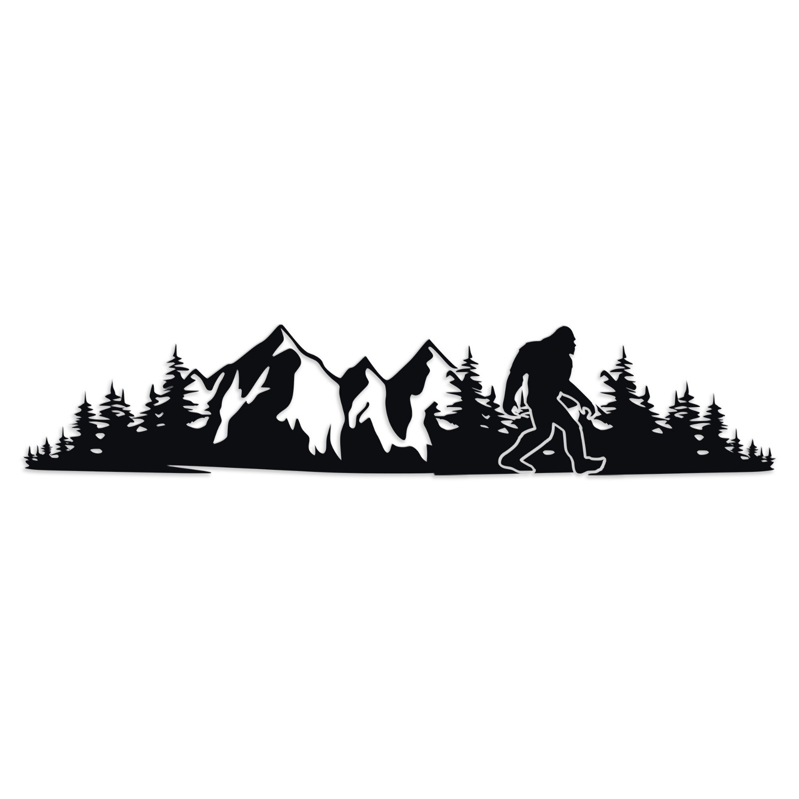 Bigfoot Mountain Scene V17 Vinyl Decal -RV Camper Truck SUV Car Window Sticker