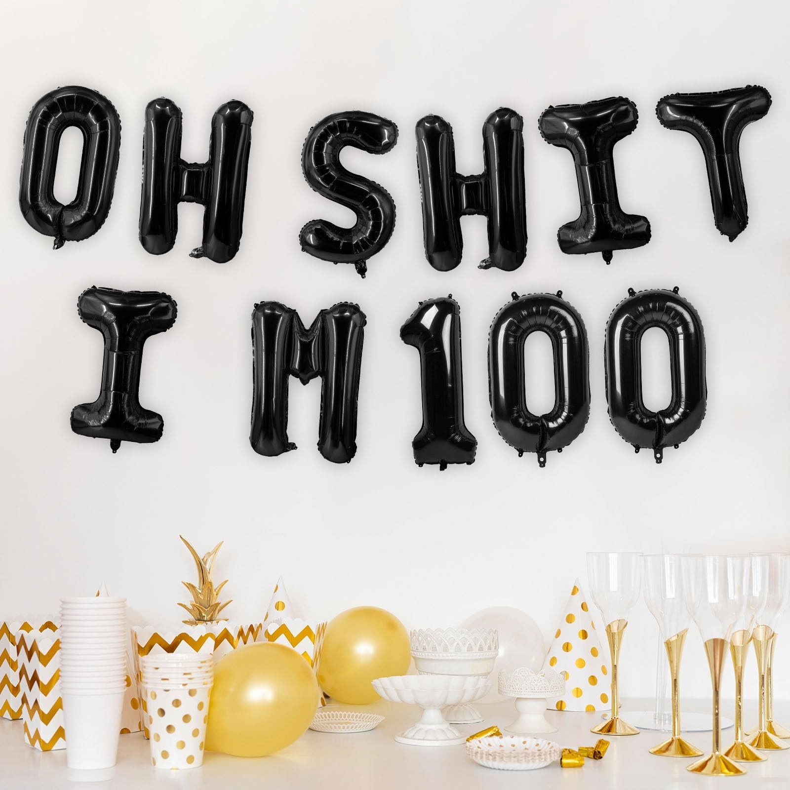 Oh I’m 100! Latex Balloons 16 Inch Black Hallo One Hundred Cheers to 100 Y