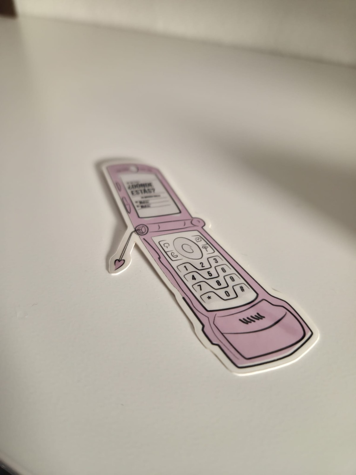 Pink Phone Sticker 3.5in x 1.5in