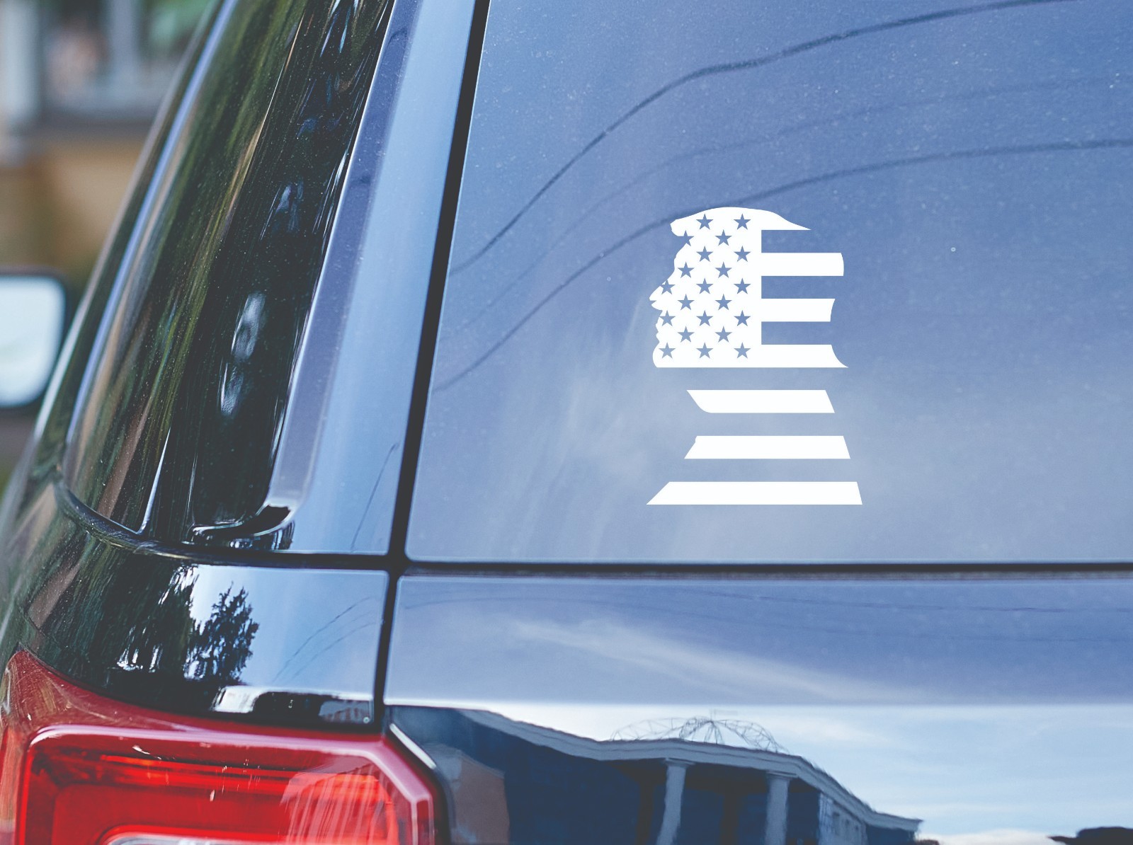 Trump Silhouette W/ Flag Vinyl Decal 5.5"x4" – Weatherproof, 35+ Colors USA Made