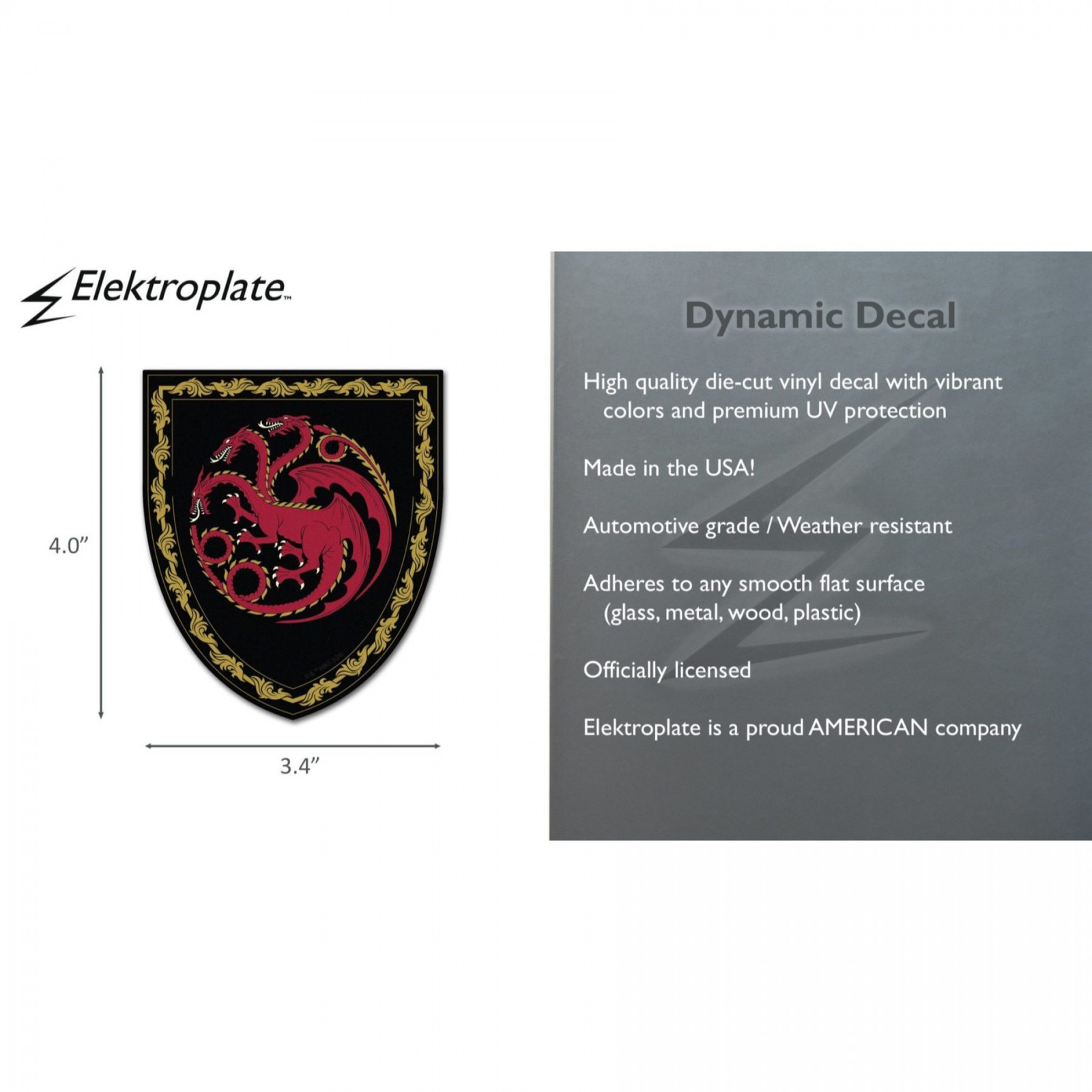 Game of Thrones House of the Dragon House Targaryen Shield Car Decal Multi-Color