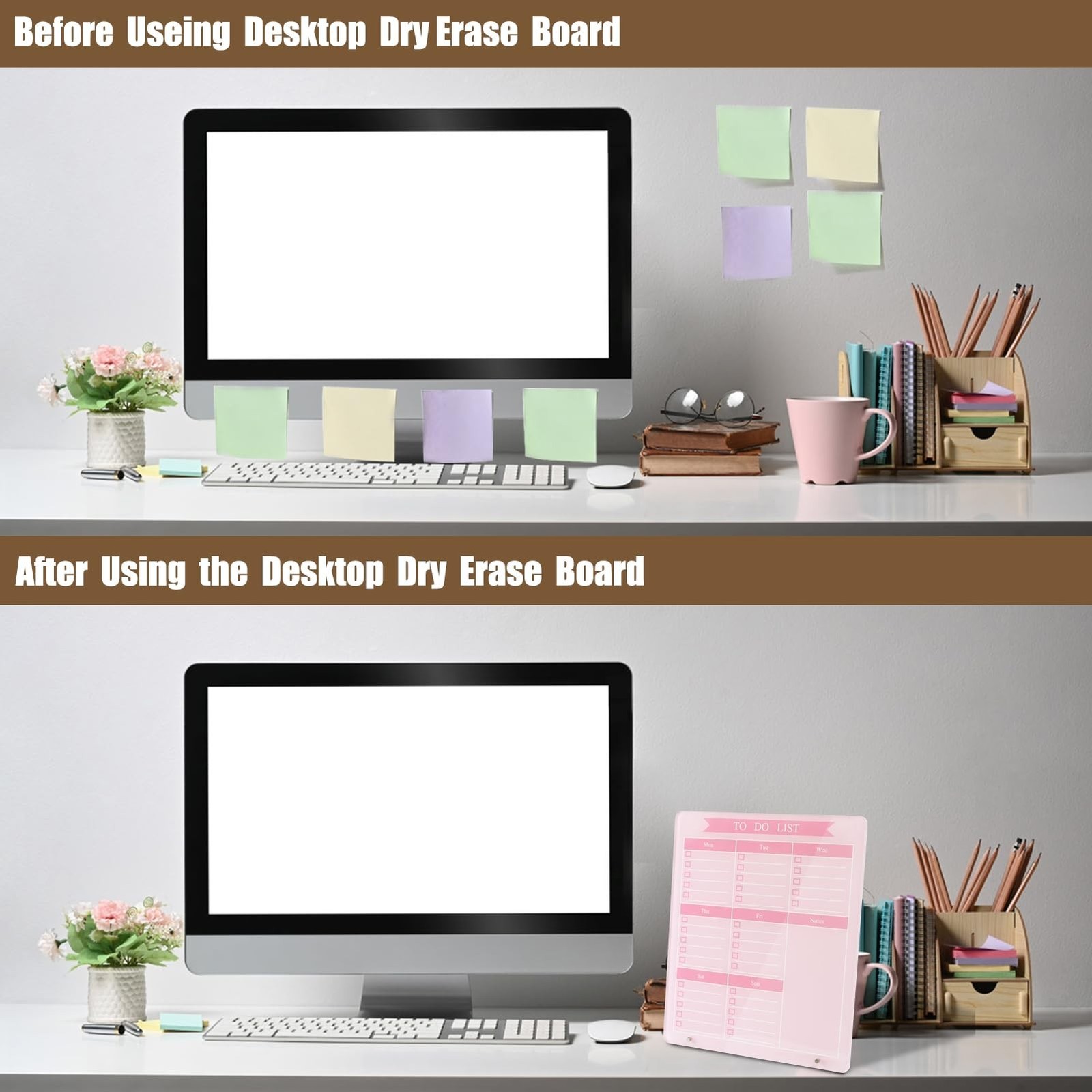 Weekly Planner Dry Erase Board for Desk,10"x12",Acrylic Desk Calendar to Do…