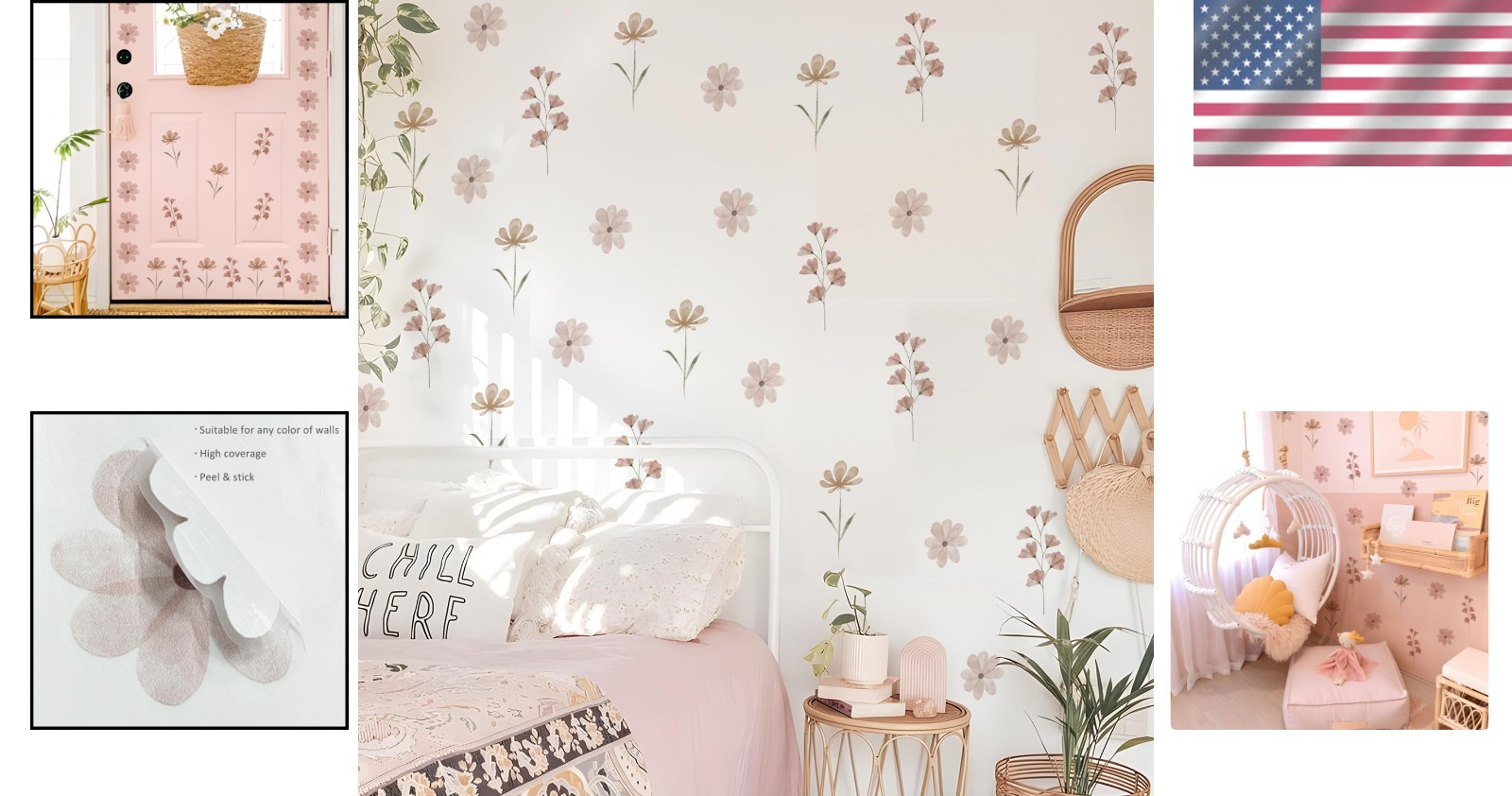 Boho Floral Wall Stickers | Dual Layer Print | 12 Sheets